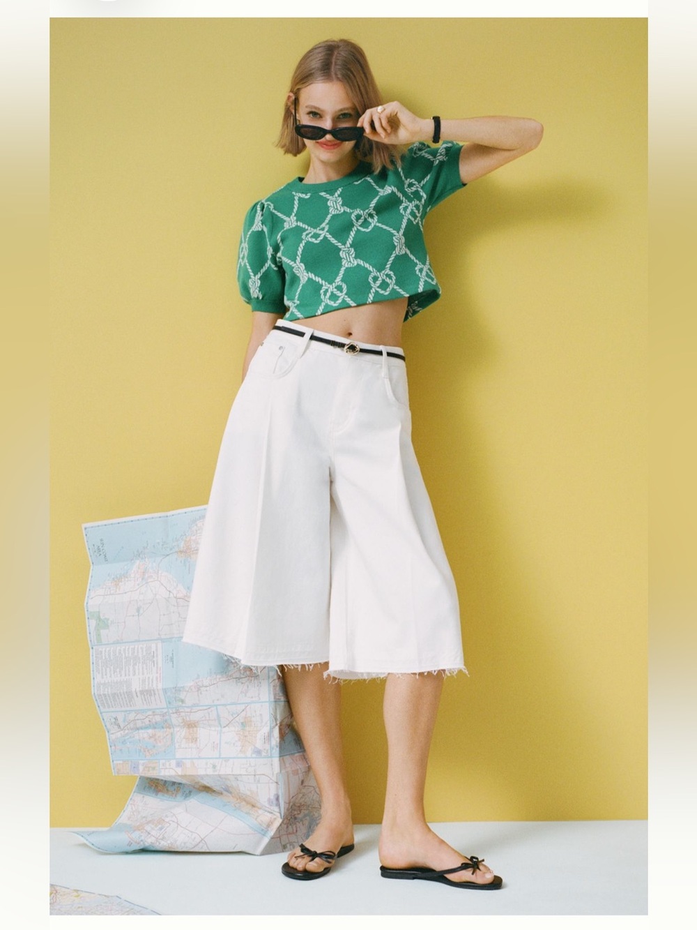 Pilcro Pleated Culotte High-Rise Culotte Jeans
